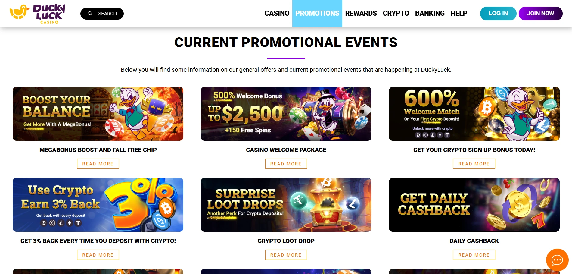 DuckyLuck promotions page showing the welcome offers
